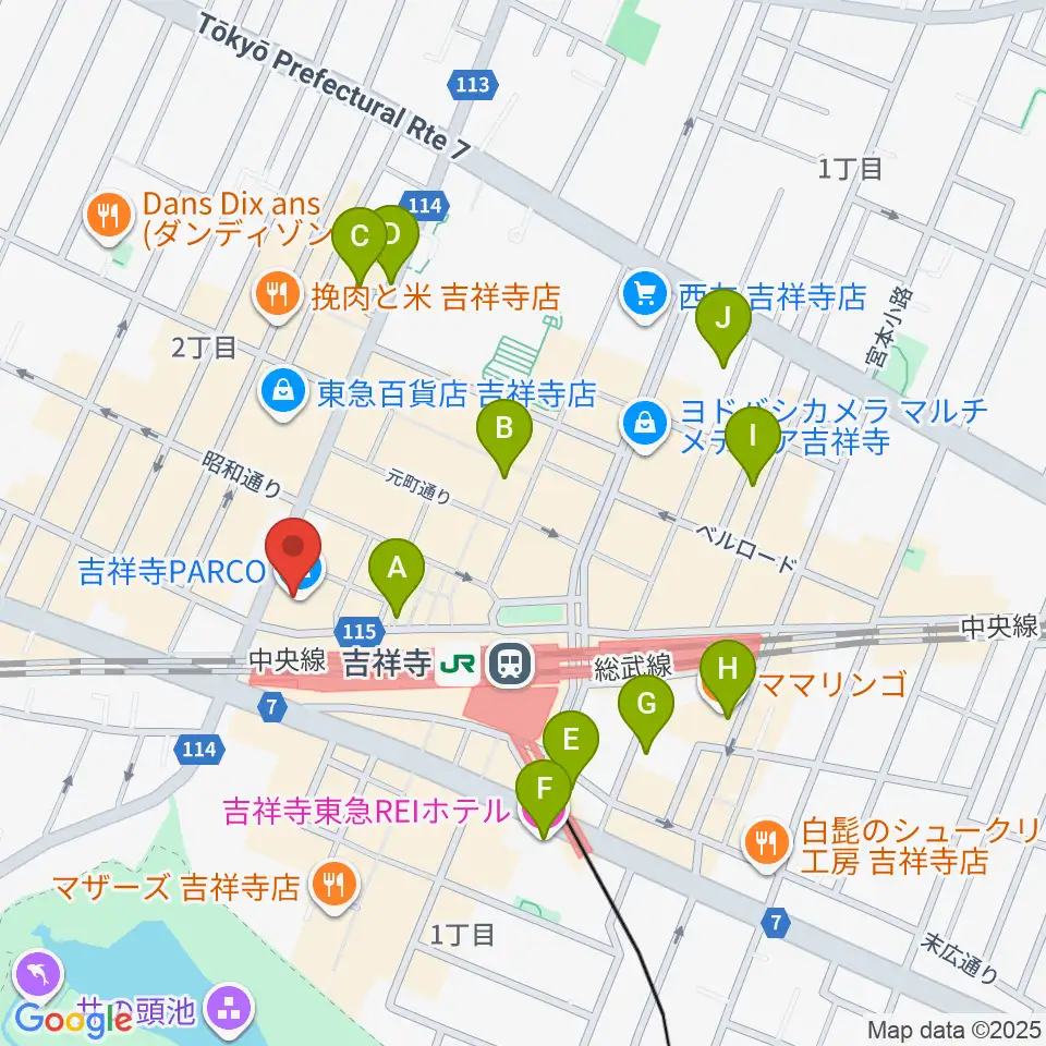 ディスクユニオン吉祥寺店周辺のホテル一覧地図