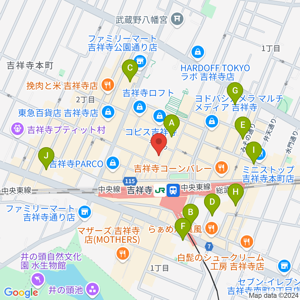 ディスクユニオン吉祥寺店周辺のホテル一覧地図