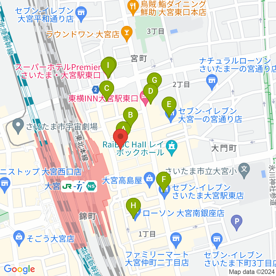 大宮ラクーンよしもと劇場周辺のホテル一覧地図