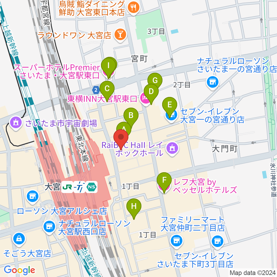 大宮ラクーンよしもと劇場周辺のホテル一覧地図