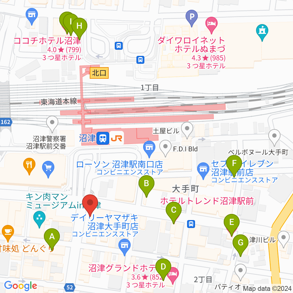沼津ラクーンよしもと劇場周辺のホテル一覧地図