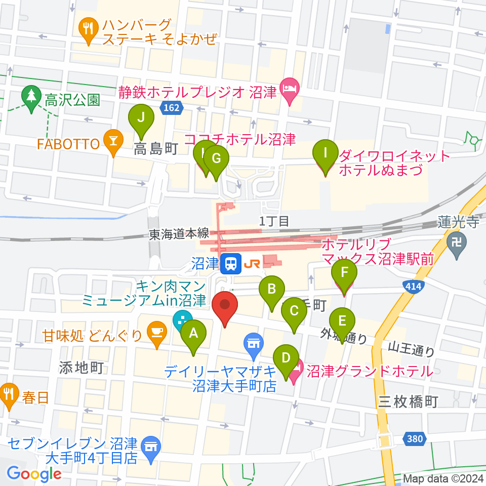 沼津ラクーンよしもと劇場周辺のホテル一覧地図