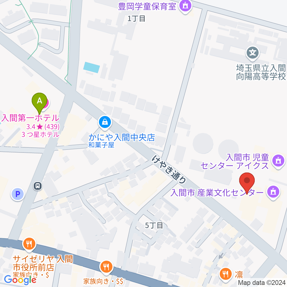 入間市産業文化センター周辺のホテル一覧地図