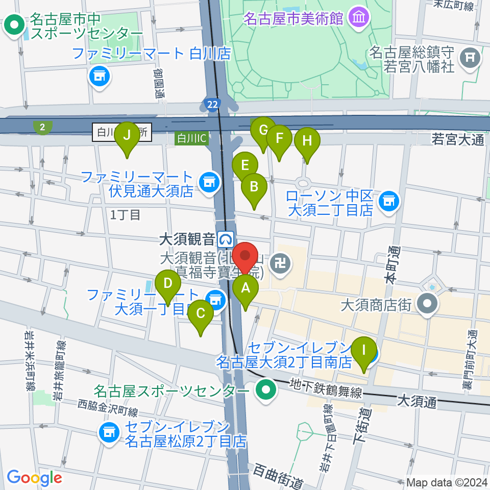 アンリミッツ大須周辺のホテル一覧地図