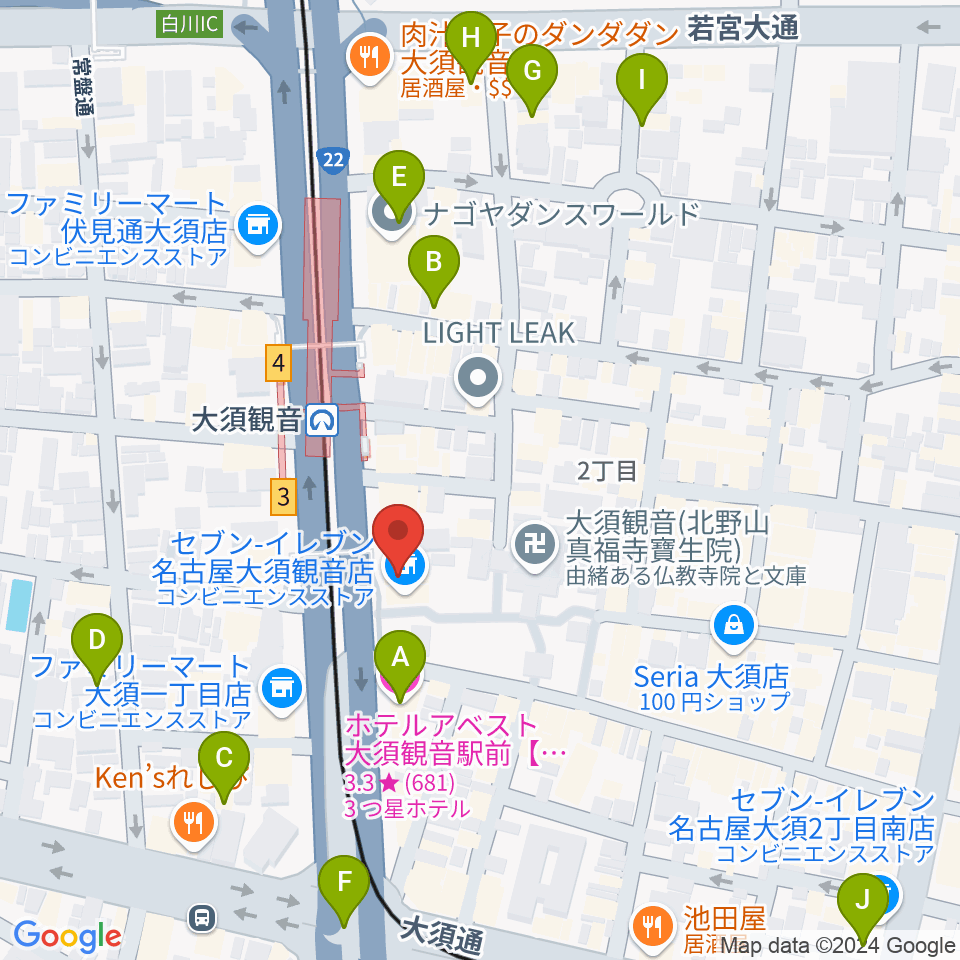 アンリミッツ大須周辺のホテル一覧地図