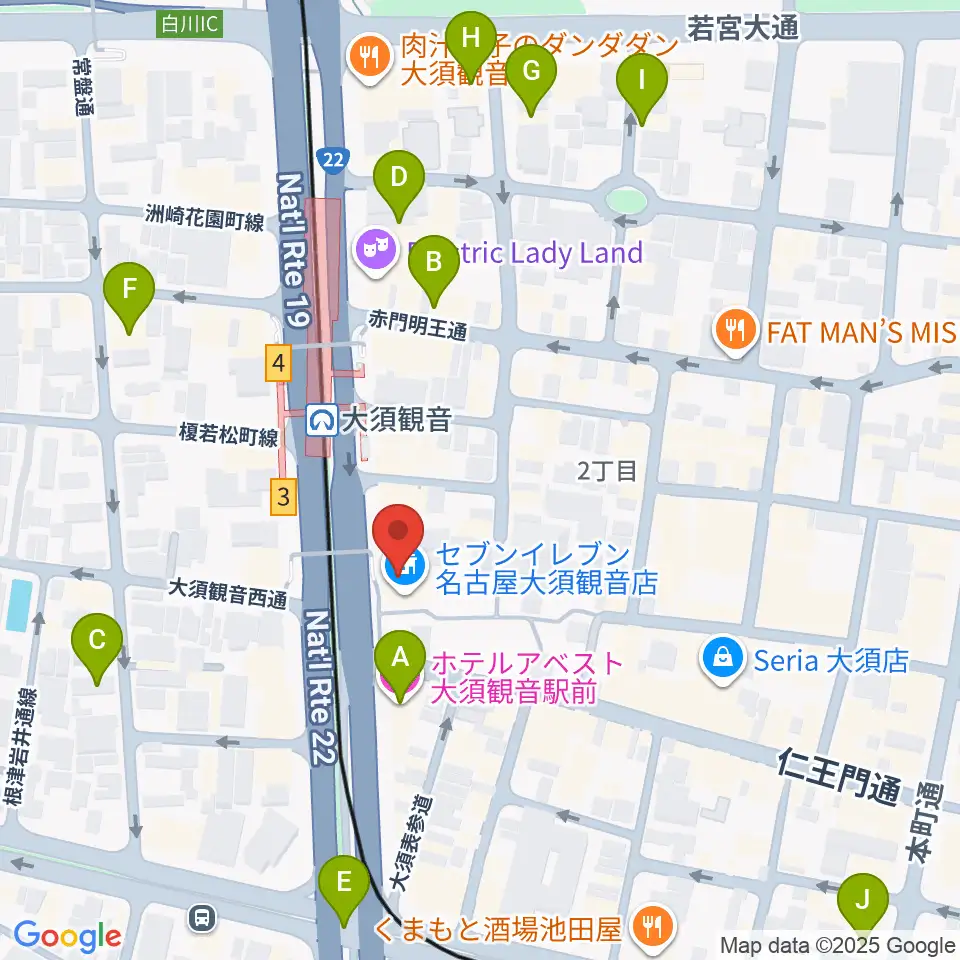 アンリミッツ大須周辺のホテル一覧地図
