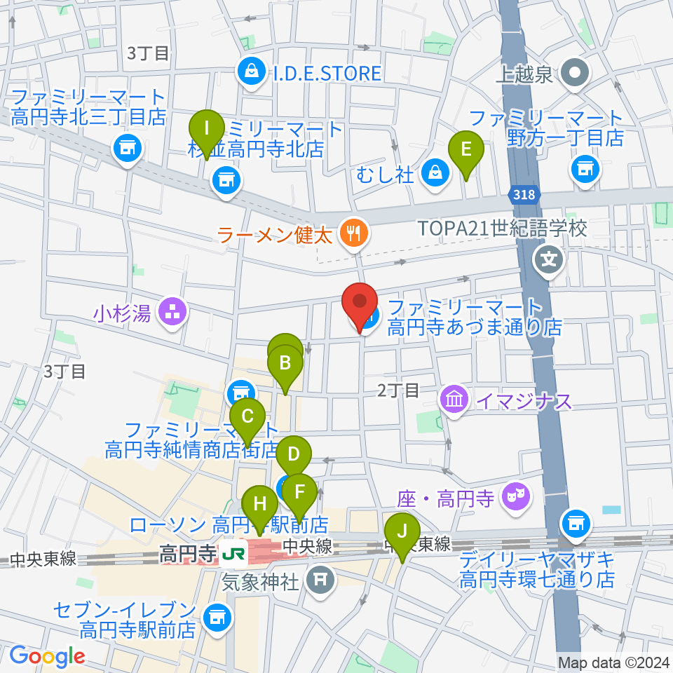 高円寺ヨーロピアンパパ周辺のホテル一覧地図