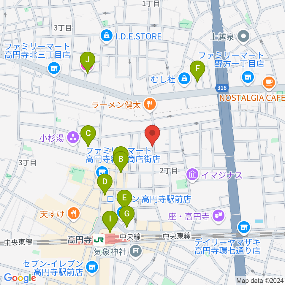 高円寺ヨーロピアンパパ周辺のホテル一覧地図