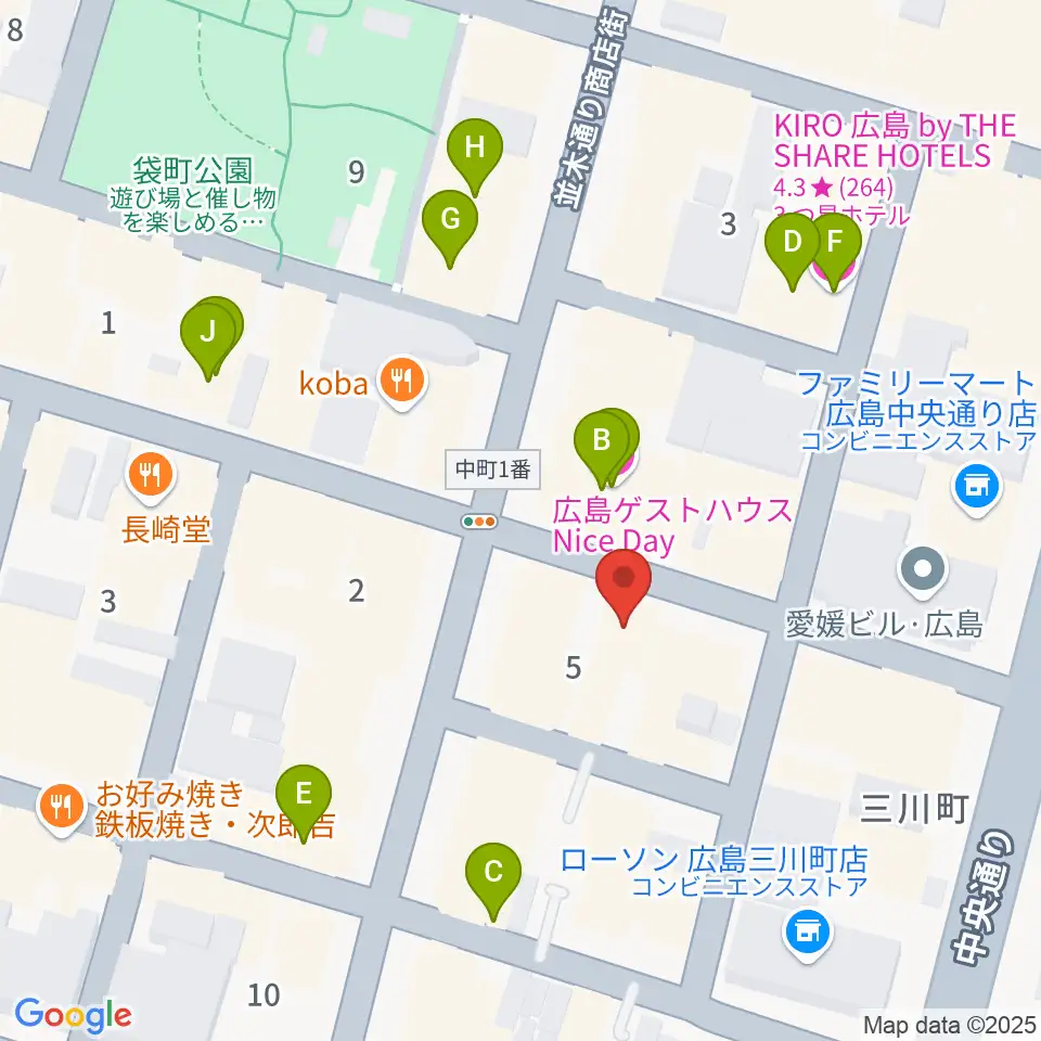 広島ダムレコーズ周辺のホテル一覧地図