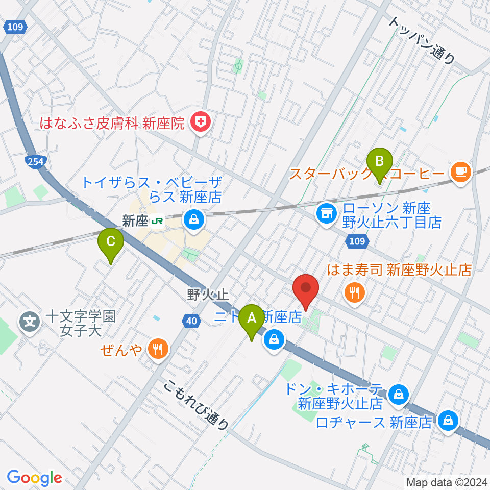 ふるさと新座館ホール周辺のホテル一覧地図