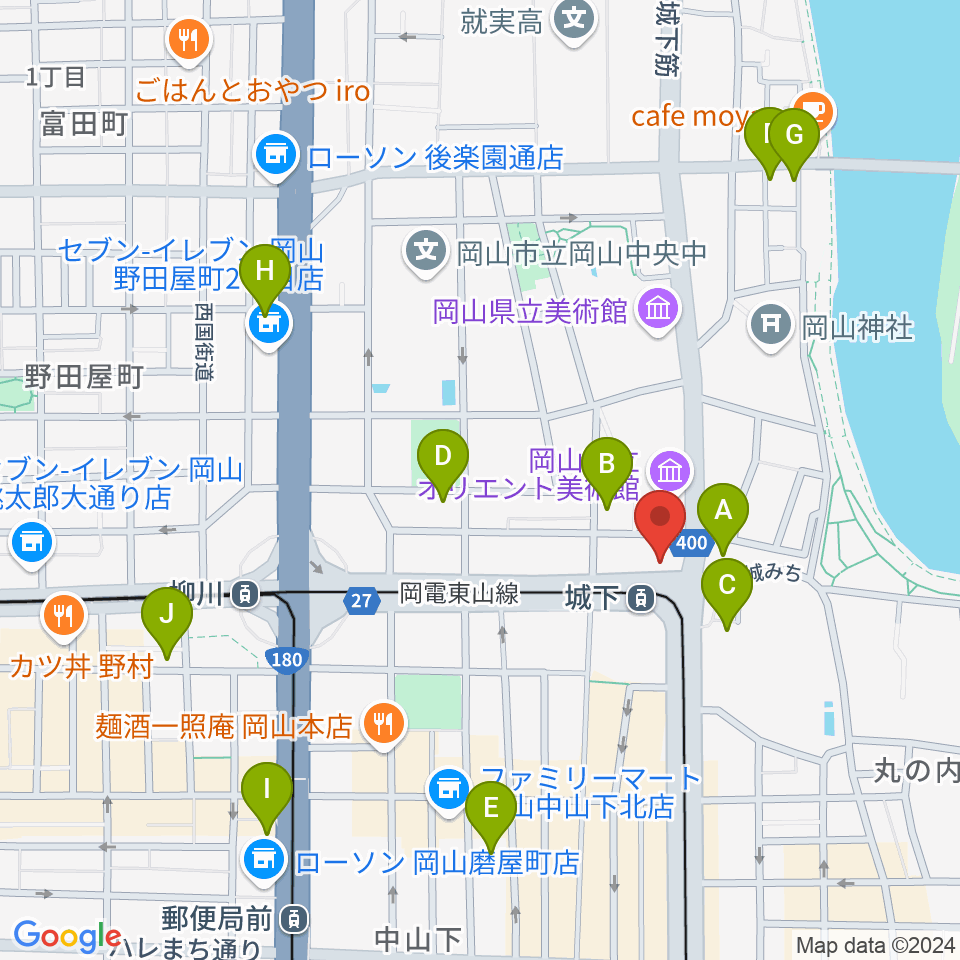 城下公会堂周辺のホテル一覧地図