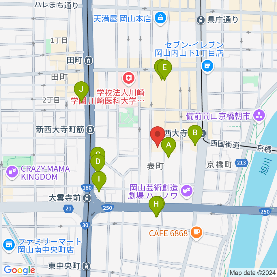 岡山ブルーブルース周辺のホテル一覧地図