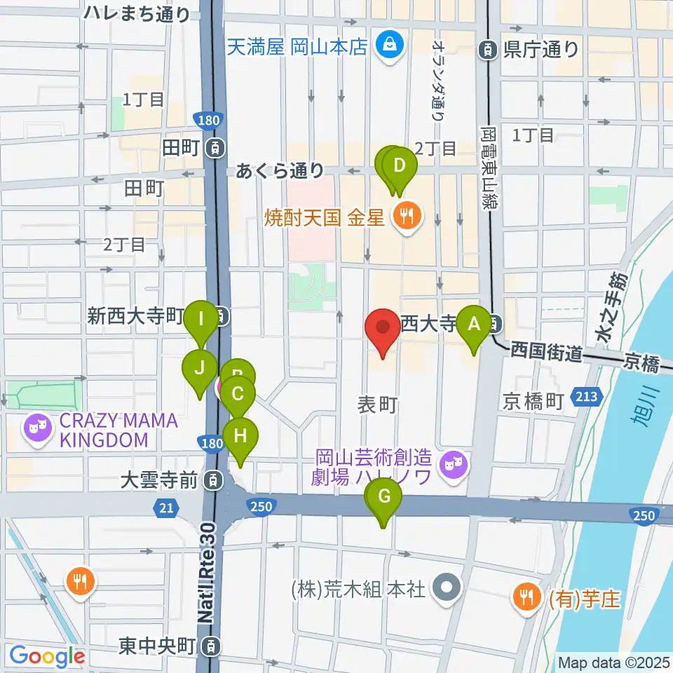 岡山ブルーブルース周辺のホテル一覧地図