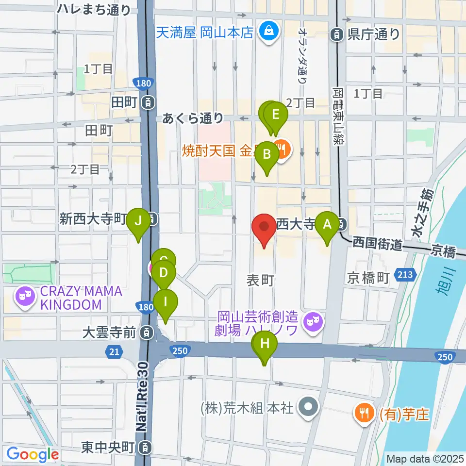 岡山ブルーブルース周辺のホテル一覧地図