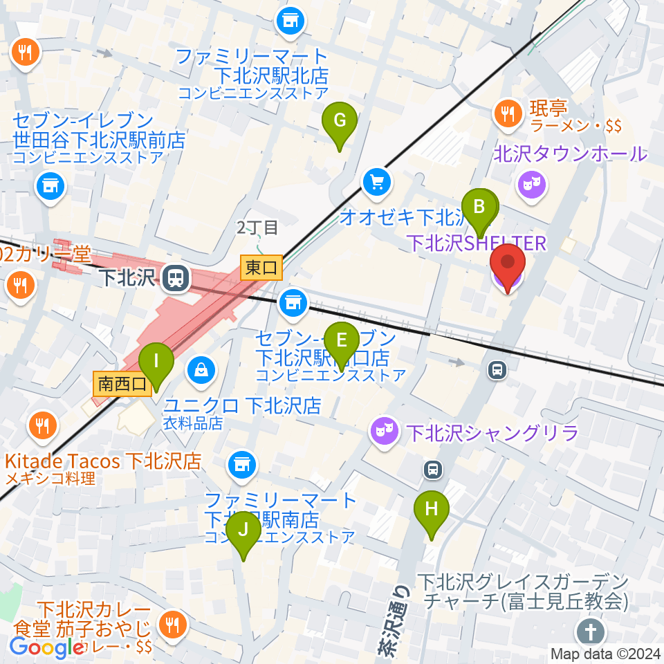 下北沢シェルター周辺のホテル一覧地図