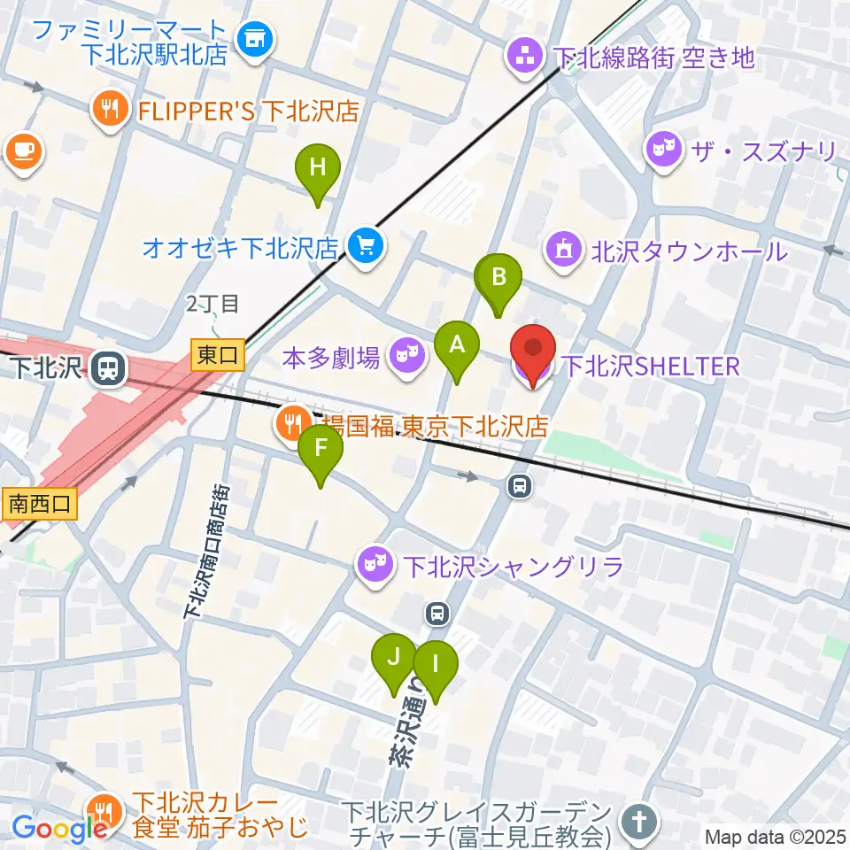 下北沢シェルター周辺のホテル一覧地図