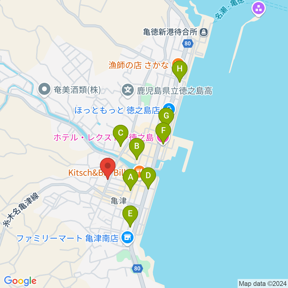 徳之島MAC周辺のホテル一覧地図