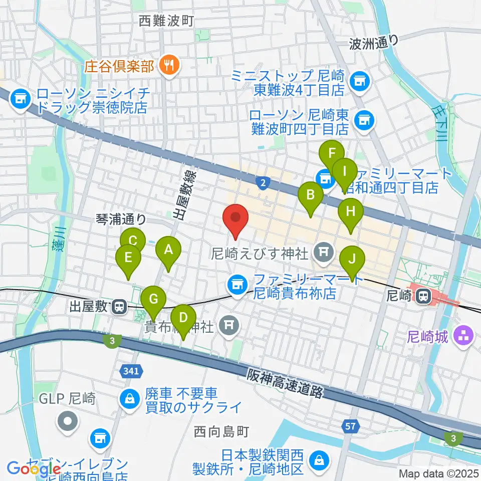 尼崎tora周辺のホテル一覧地図