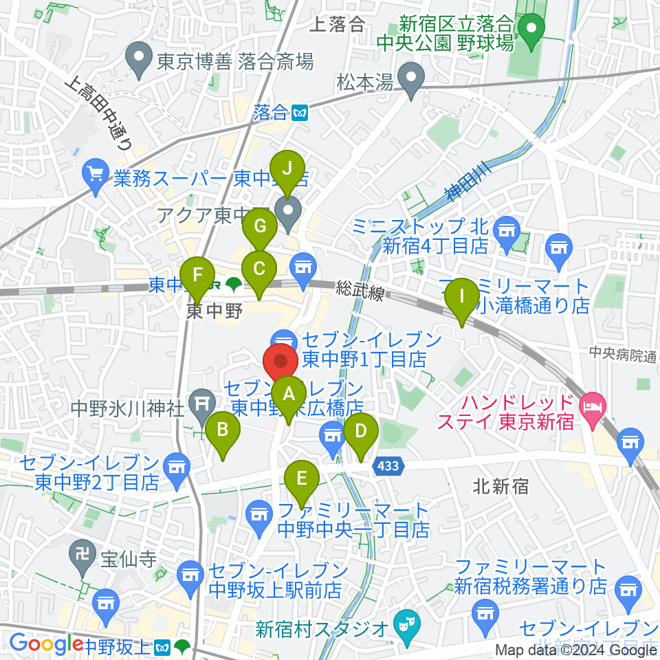 東中野オルト・スピーカー周辺のホテル一覧地図