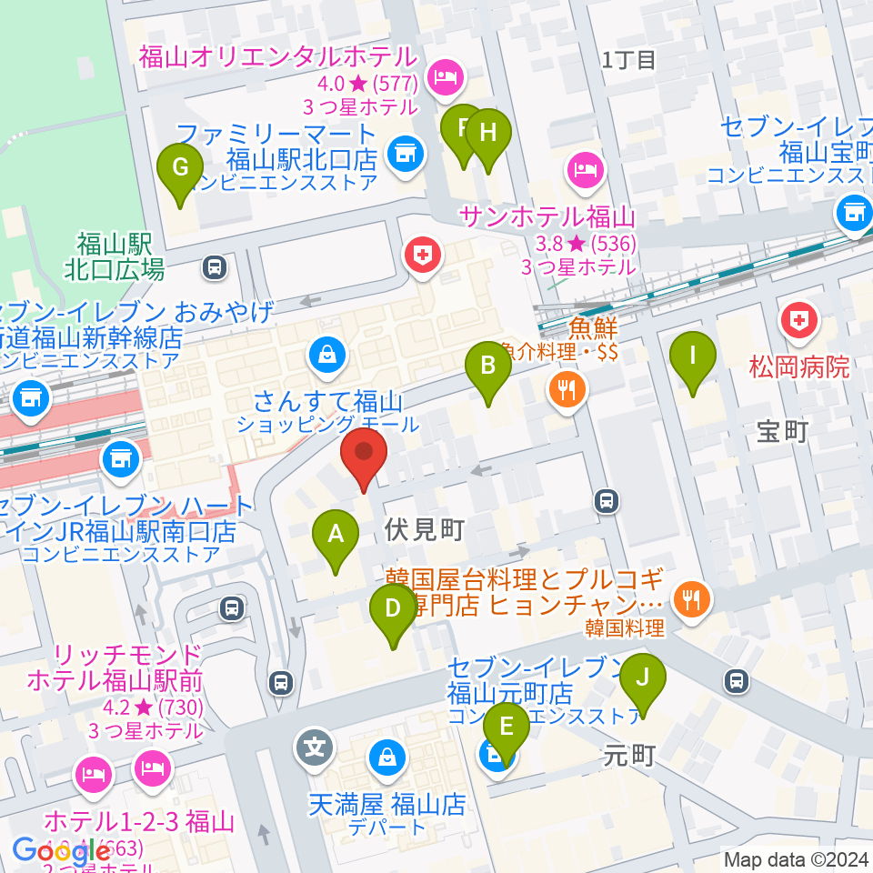 福山DUO周辺のホテル一覧地図