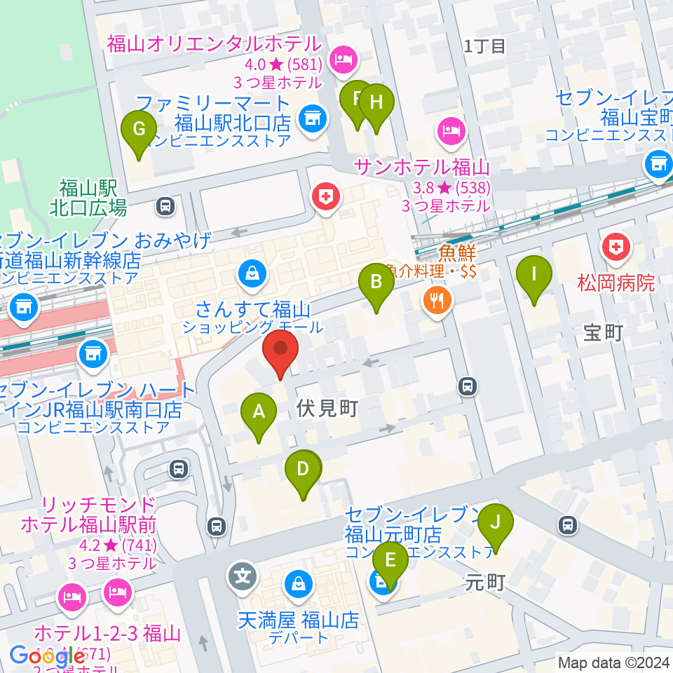 福山DUO周辺のホテル一覧地図