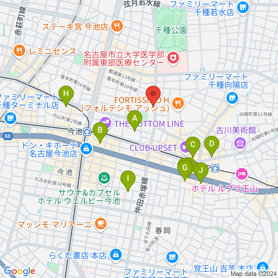 ナイトカフェ弾き語り周辺のホテル一覧地図