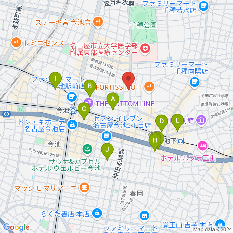 ナイトカフェ弾き語り周辺のホテル一覧地図