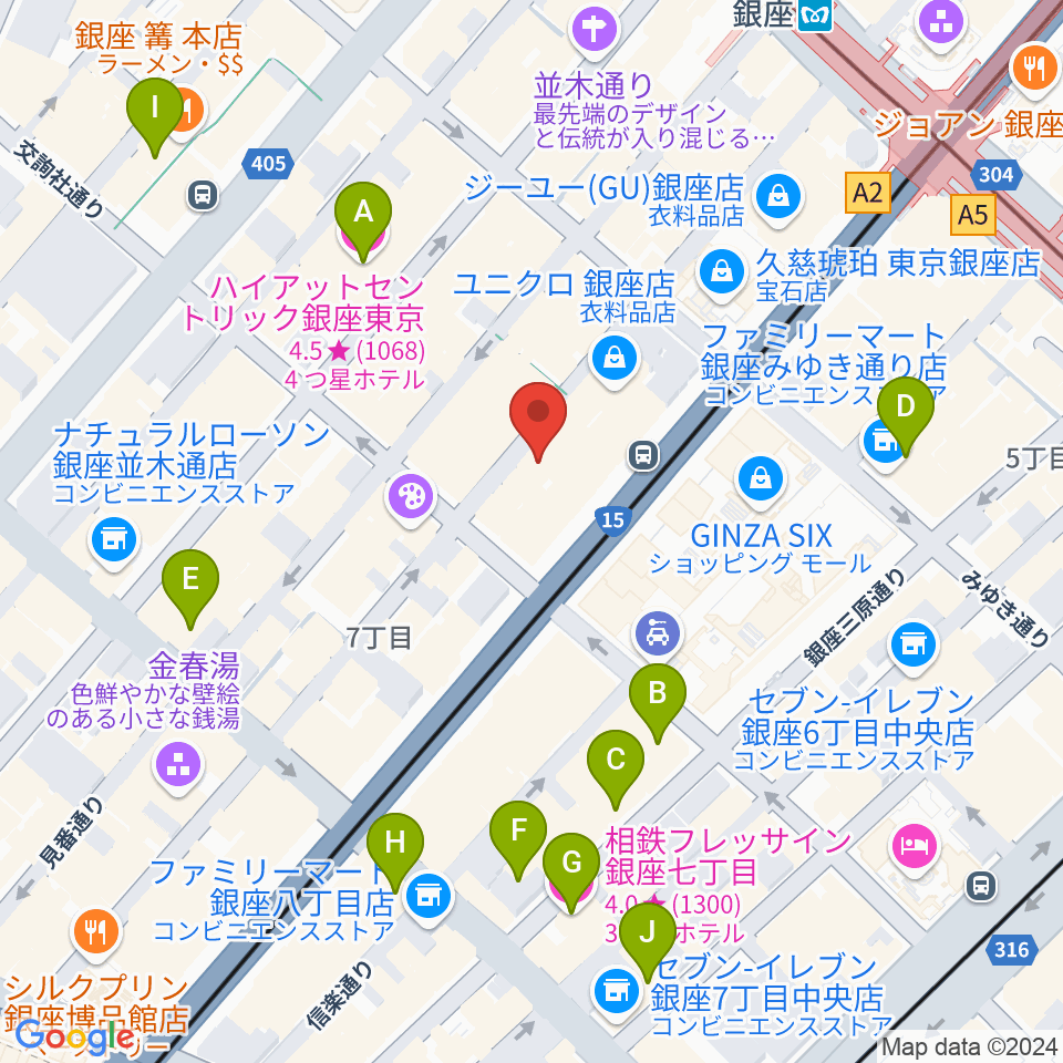 銀座タクト周辺のホテル一覧地図