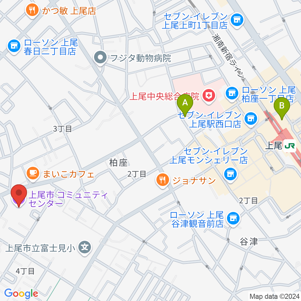 三井金属あげおコミュニティセンター周辺のホテル一覧地図