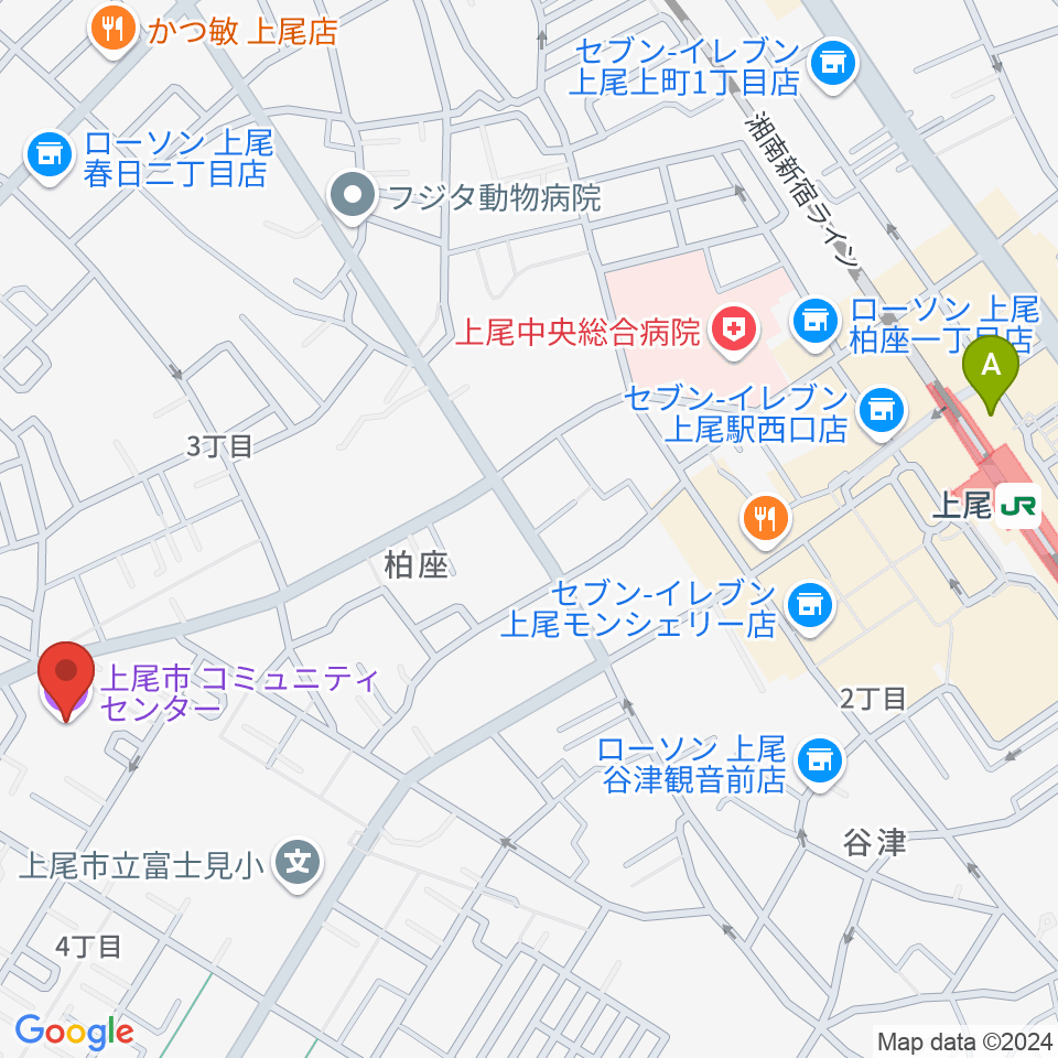 三井金属あげおコミュニティセンター周辺のホテル一覧地図