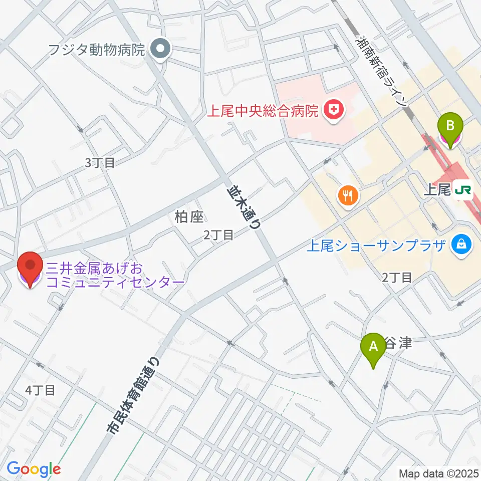 三井金属あげおコミュニティセンター周辺のホテル一覧地図
