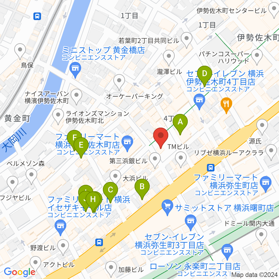伊勢佐木町CROSS STREET周辺のホテル一覧地図
