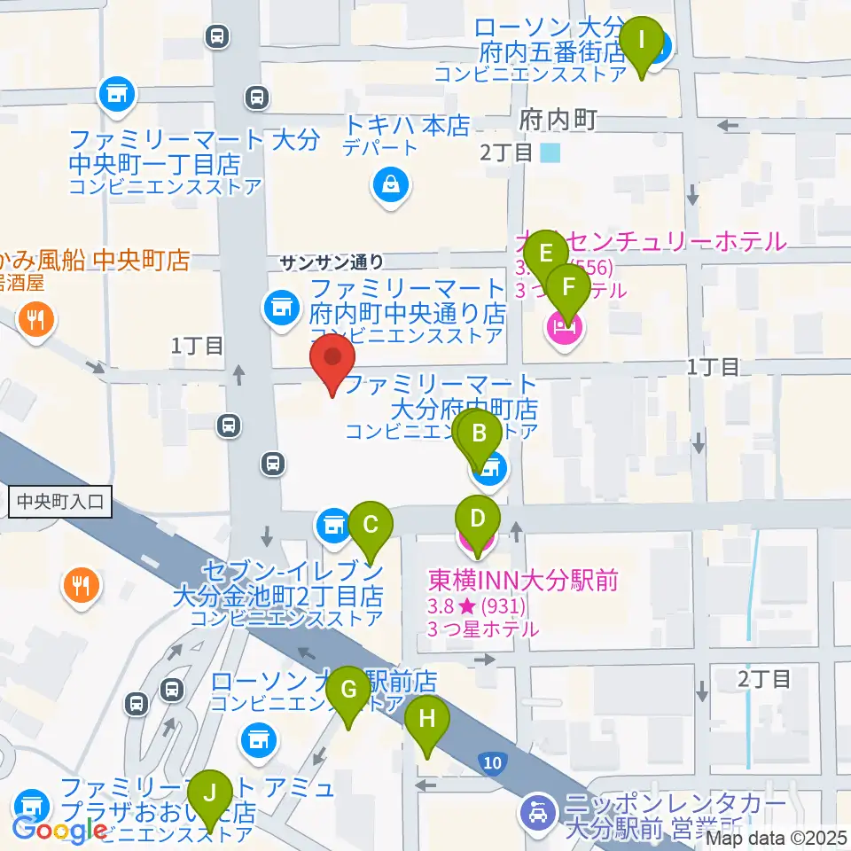 大分BackStage周辺のホテル一覧地図