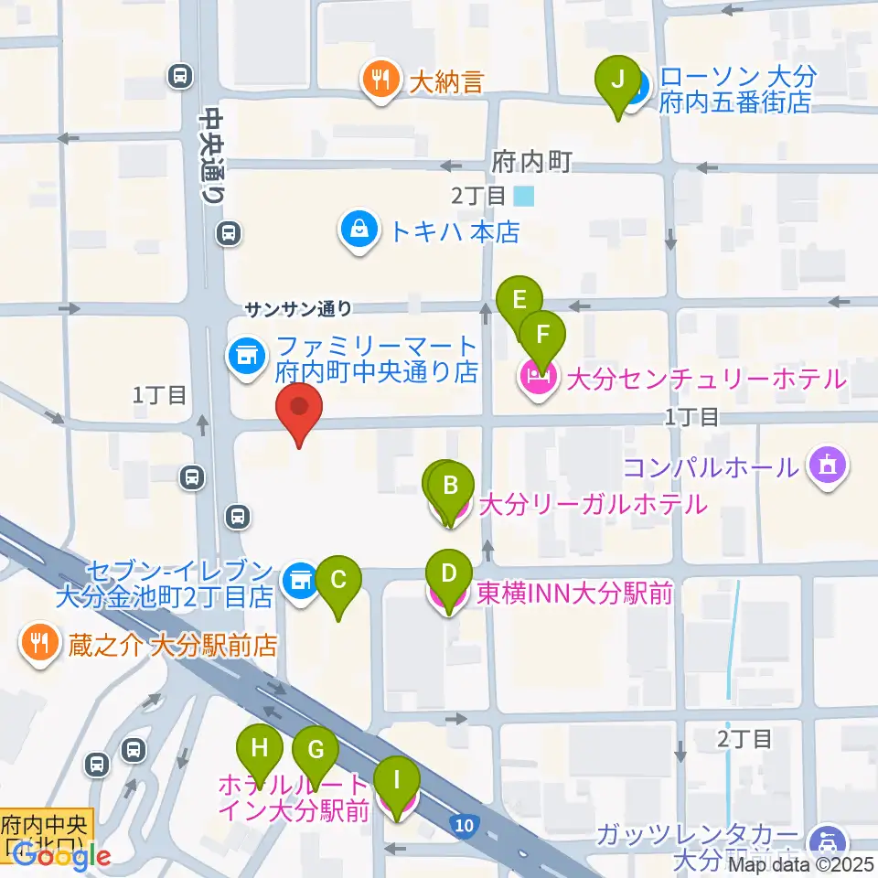 大分BackStage周辺のホテル一覧地図