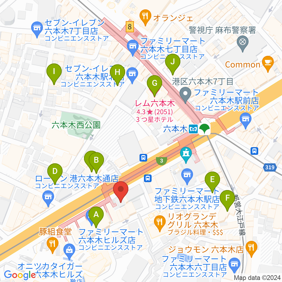 六本木アルフィー周辺のホテル一覧地図