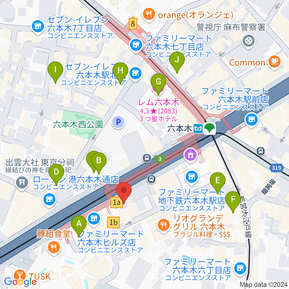 六本木アルフィー周辺のホテル一覧地図