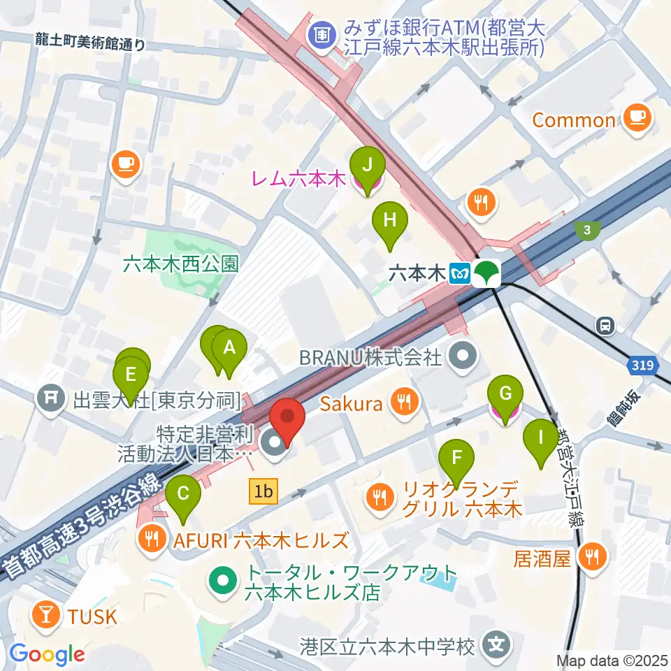 六本木アルフィー周辺のホテル一覧地図