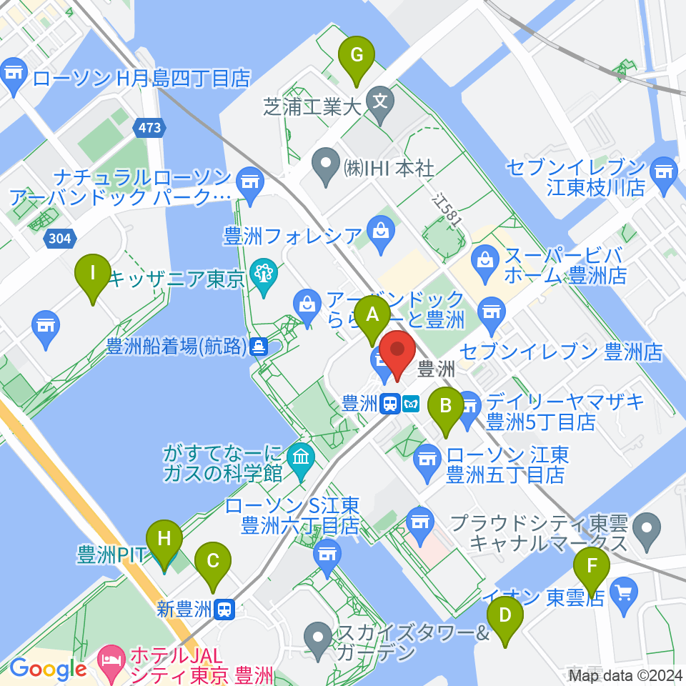 豊洲文化センター周辺のホテル一覧地図