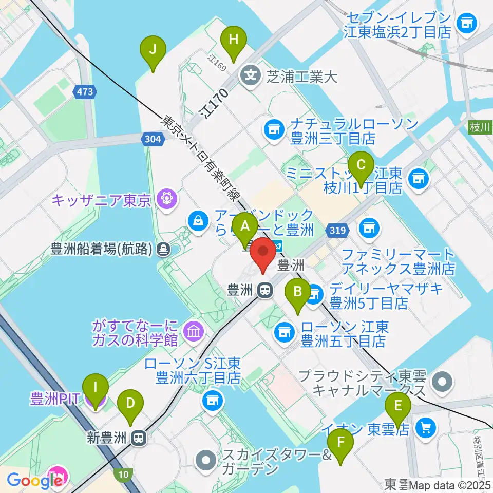 豊洲文化センター周辺のホテル一覧地図