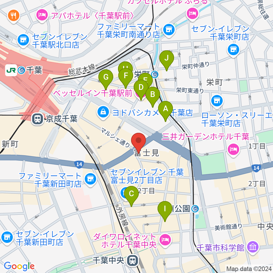 ディスクユニオン千葉店周辺のホテル一覧地図