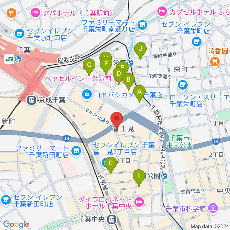 ディスクユニオン千葉店周辺のホテル一覧地図