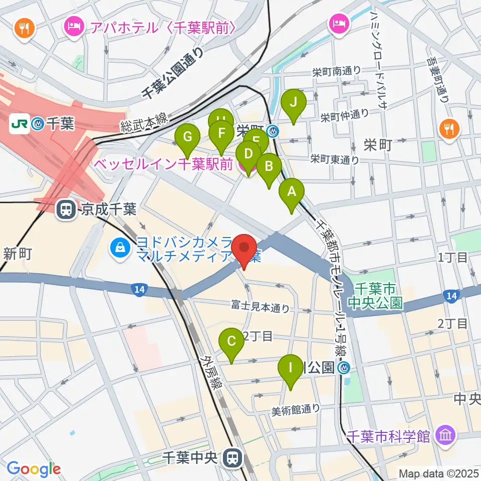ディスクユニオン千葉店周辺のホテル一覧地図