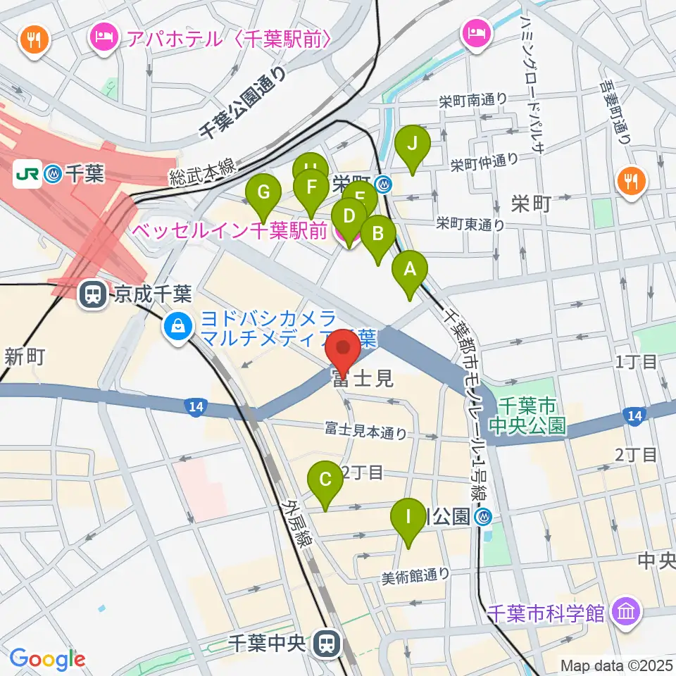 ディスクユニオン千葉店周辺のホテル一覧地図