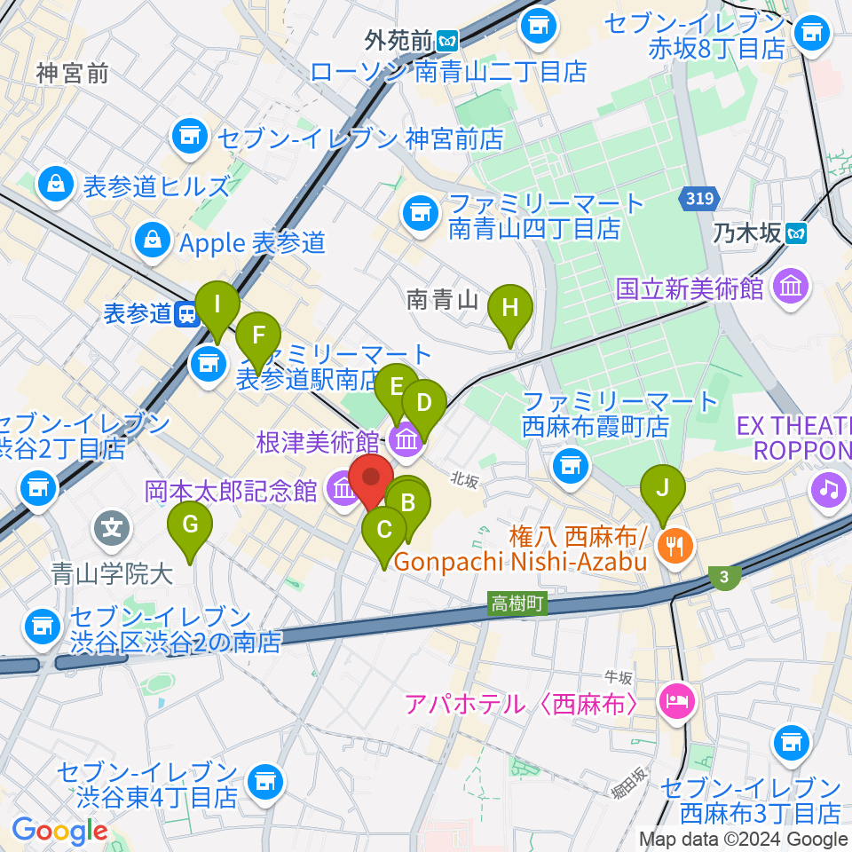 ブルーノート東京周辺のホテル一覧地図