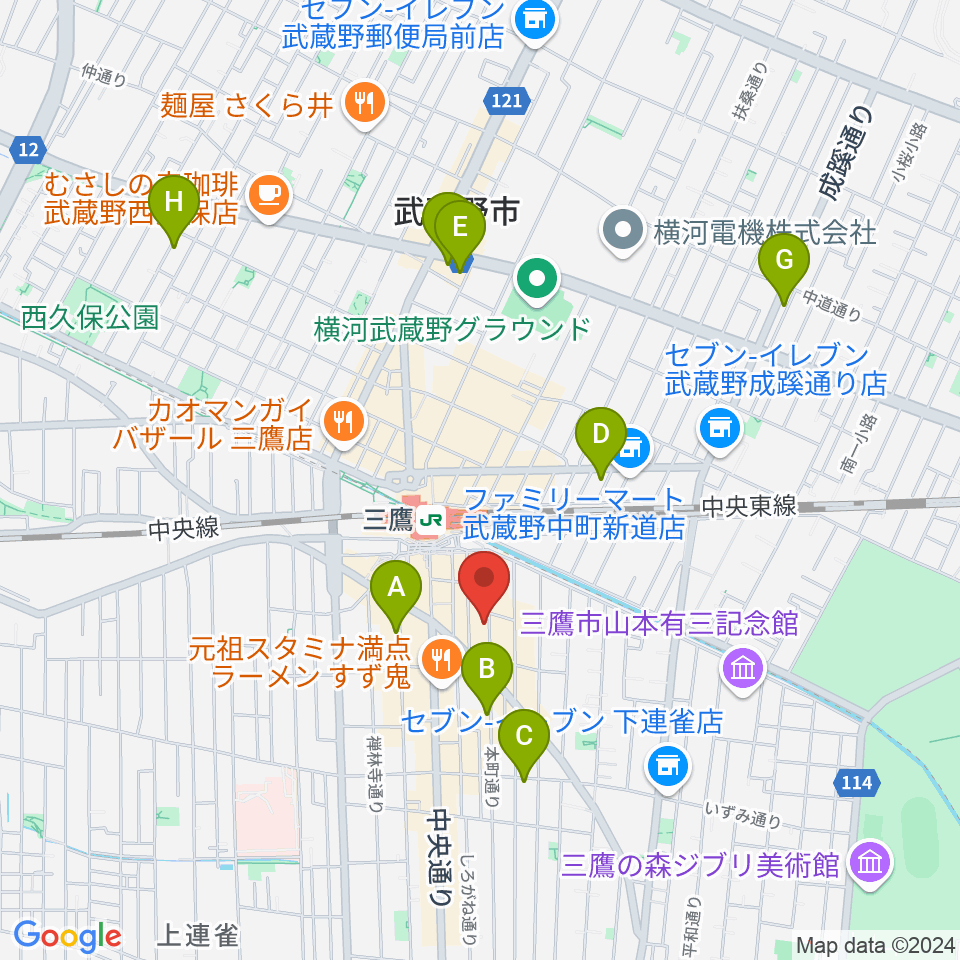 三鷹ブルームーン周辺のホテル一覧地図