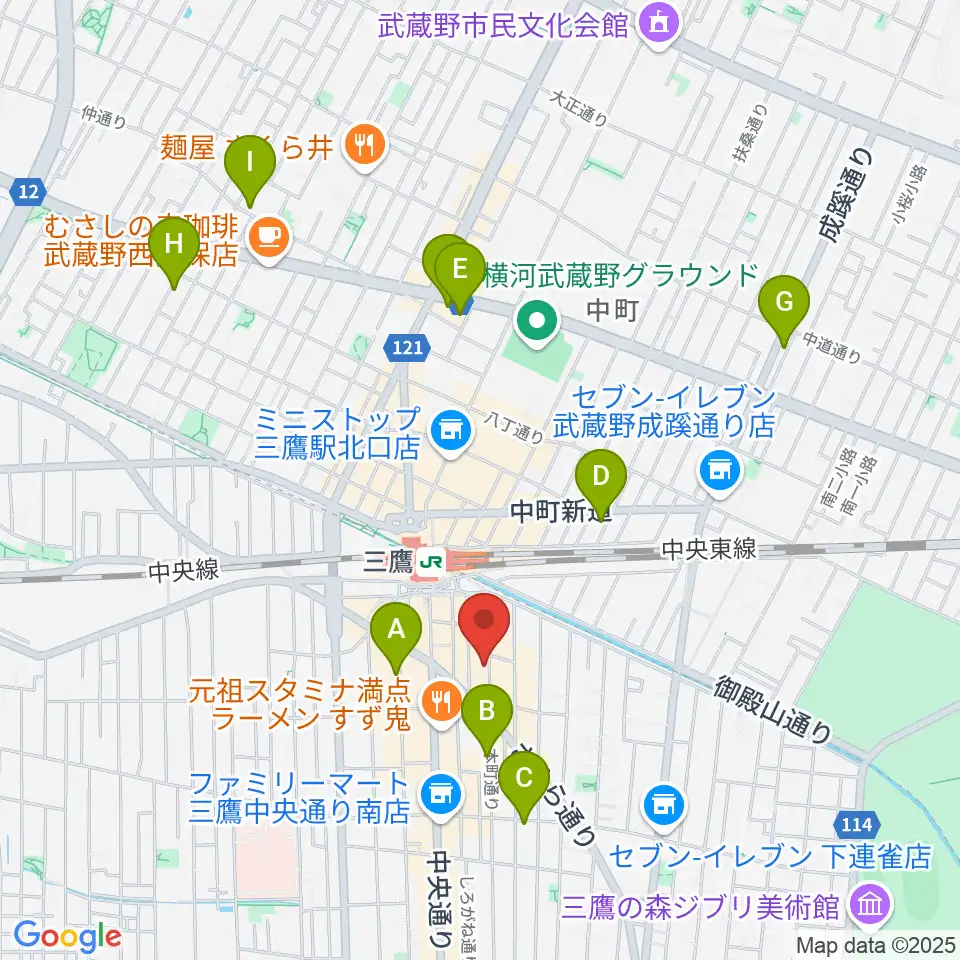 三鷹ブルームーン周辺のホテル一覧地図