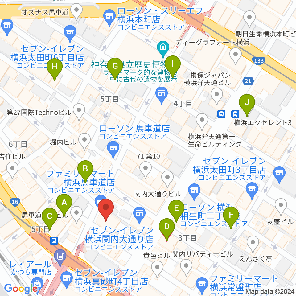 ディスクユニオン横浜関内店・ジャズ館周辺のホテル一覧地図