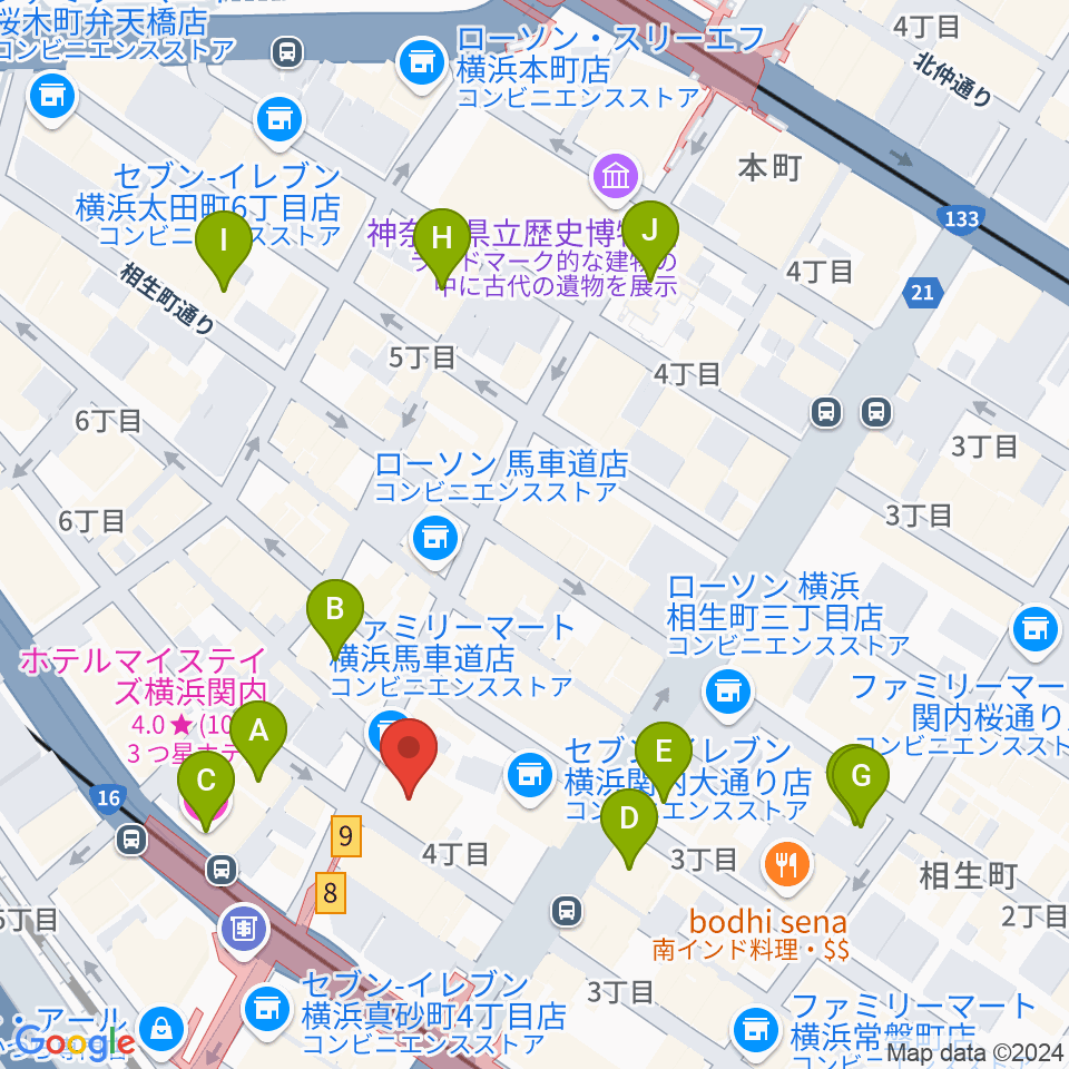 ディスクユニオン横浜関内店・ジャズ館周辺のホテル一覧地図