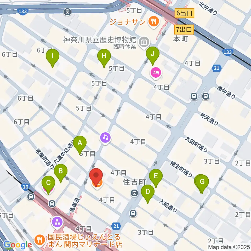 ディスクユニオン横浜関内店・ジャズ館周辺のホテル一覧地図