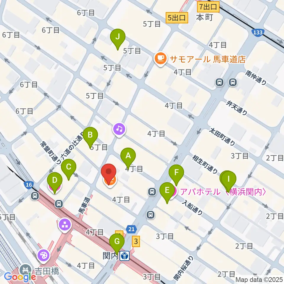 ディスクユニオン横浜関内店・ジャズ館周辺のホテル一覧地図
